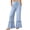 Blue, variant on Women's Ruffled Smocked Waist Flare Pants with Lace Trim for Casual & Retro Wear Blue 2XL