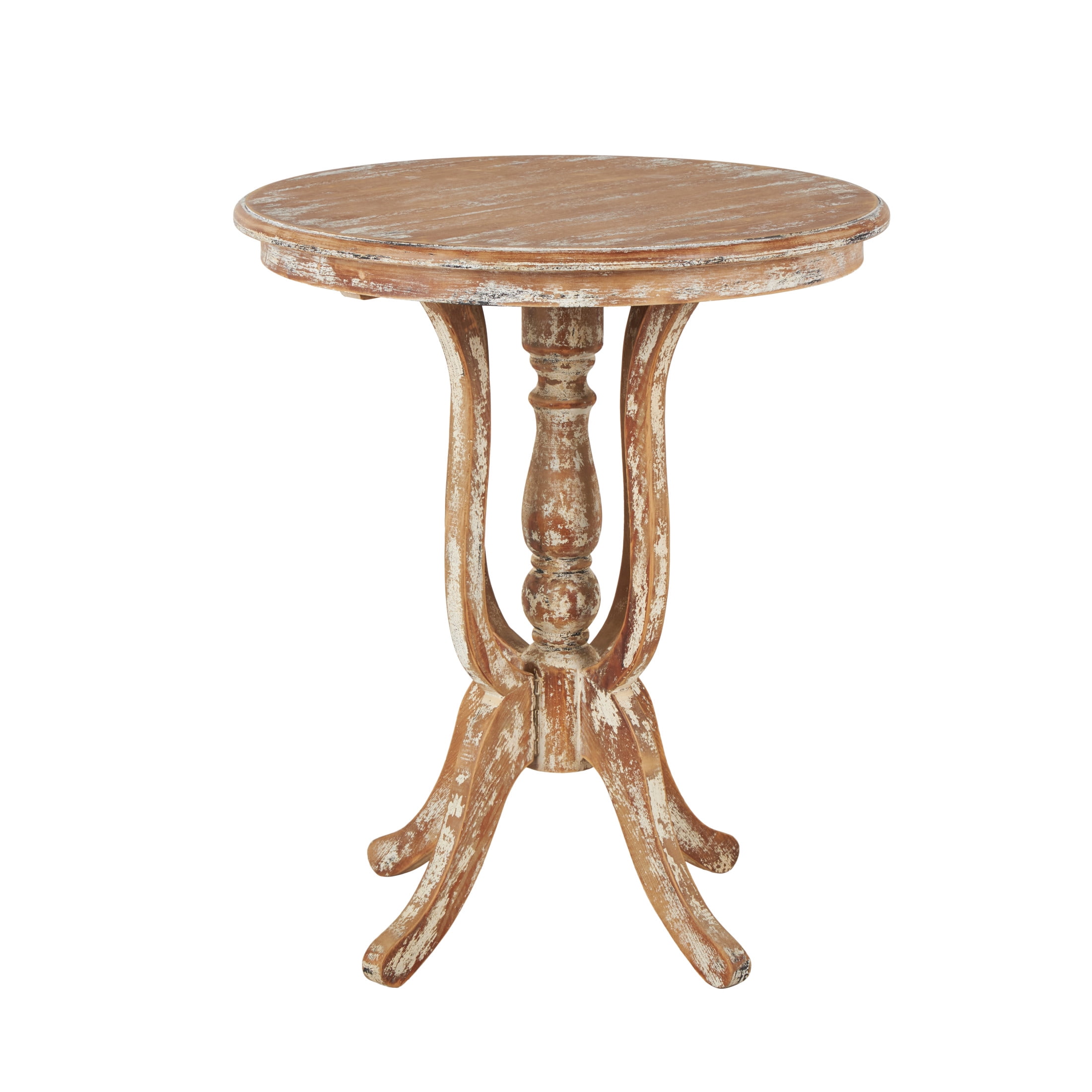 DecMode 24" x 28" Brown Wood Accent Table with Distressed Accents, 1-Piece