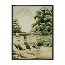 Designart 'Cabin In The Green Mountains' Cabin & Lodge Framed Canvas Wall Art Print