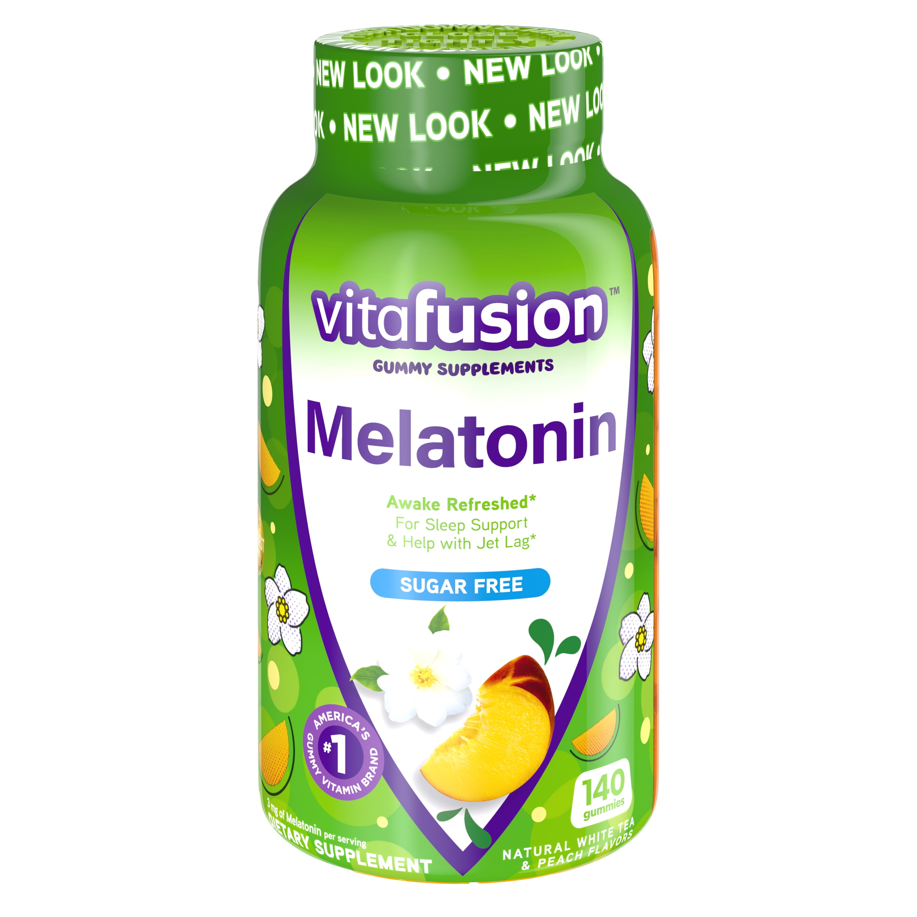 6 Pack Vitafusion Melatonin Gummy Supplement 3mg White Tea & Peach 140 Gummies