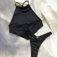 thumbnail image 4 of MIXUE Swim Suits for Women Solid Color And Chest Covering Bikini Sets for Women Split Swimwears Beachwear,Black,XL, 4 of 5