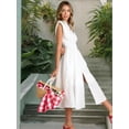 thumbnail image 2 of Women's Smocked Zip Front Cap Sleeve Dress 100% Polyester Sheer Bodice Unlined Easy Fit Everyday Wear Elegant Chic, 2 of 15