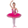 thumbnail image 3 of IBTOM CASTLE Girls Ballet Leotards with Platter Tutu Professional Hard Organdy Camisole Skirt Dancewear 7-8 Years Hot Pink, 3 of 8