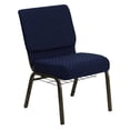 thumbnail image 2 of (10 PACK) 21'' Wide Blue Dot Patterned Fabric Church Chair with Book Rack and Gold Vein Frame - Multipurpose Stackable Office Side Chair, 2 of 8