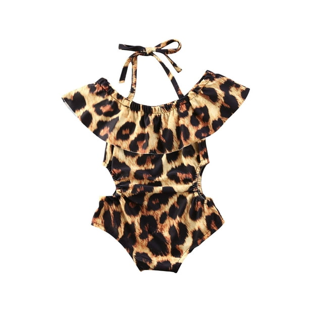 Fiomva Toddler Kids Baby Girl Soild Ruffle Swimwear Swimsuit Bathing
