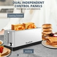 thumbnail image 5 of Silver 4-Slice Long Slot Toaster, 1500W Stainless Steel Countertop Model, 6 Adjustable Browning Levels, Integrated Bagel, Defrost & Reheat Modes, Detachable Crumb Tray for Effortless Daily Cleaning, 5 of 7