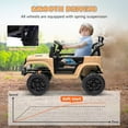 thumbnail image 5 of Qaba 12V Ride On Truck, Battery Powered Kids Electric Car with Spring Suspension, Remote, 3 Speeds, LED Headlights, Horn, USB Music, Khaki, 5 of 10