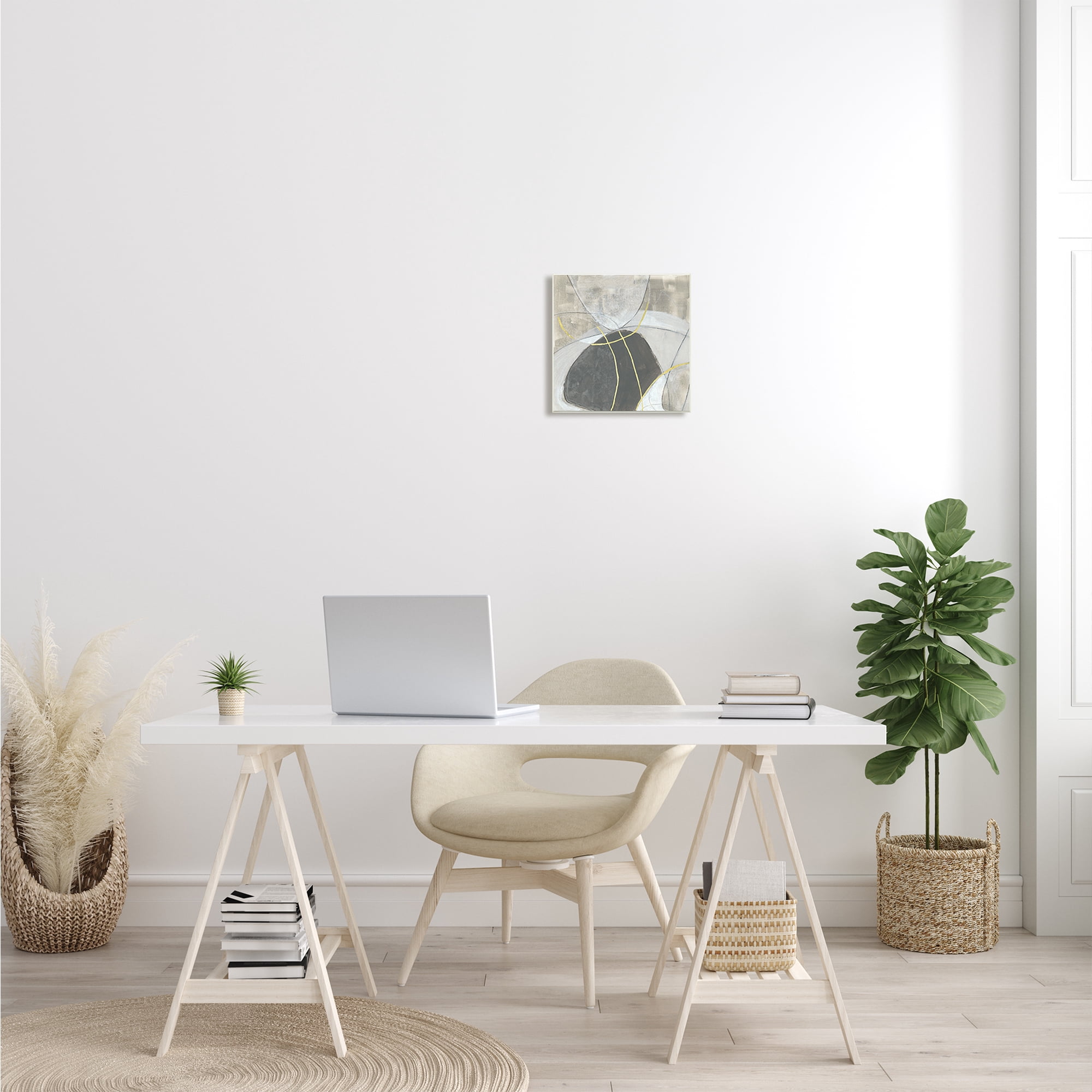 Stupell Industries Neutral Circular Line Abstraction Soft Layered Stones, 12 x 12, Design by June Erica Vess