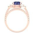 thumbnail image 4 of 2.68 ct Brilliant Round Cut Tanzanite 14K Rose Gold Halo Solitaire with Accents Engagement Bridal Wedding Ring Band Set size 3.75, 4 of 7