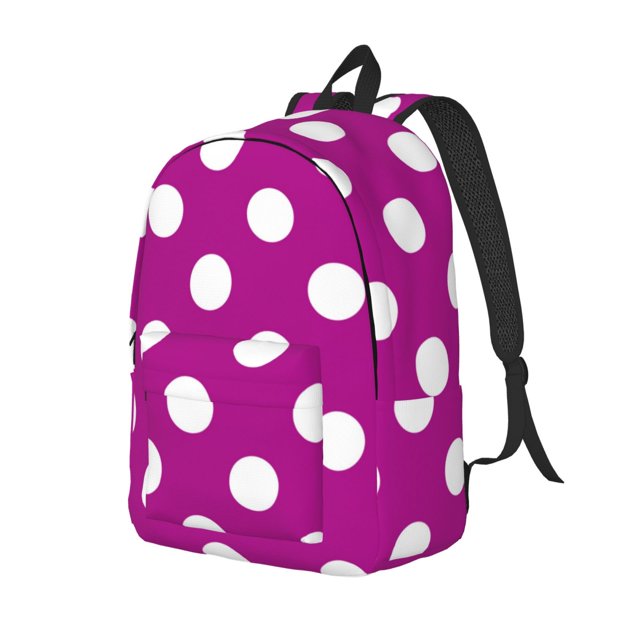 Disketp Purlpe And White Polka Dot Mochila de Lona Estampada, Mochila Escolar de Viaje Ligera para Estudiantes y Portátil-Small