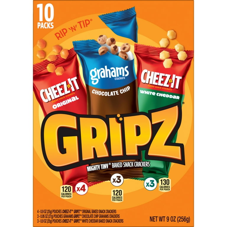 Gripz Variety Pack Mini Baked Snack Crackers, Sweet and Salty