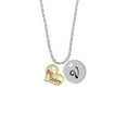 thumbnail image 2 of Delight Jewelry Goldtone Large Big Sister Heart with Clear Crystal - Silvertone Script Initial Disc - V - Charm Necklace, 20"+3", 2 of 4