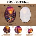 thumbnail image 3 of Canvas Wall Art Western Landscape Dawn Stained Glass Art Oval Framed Canvas Prints Vintage Wall Hanging Decor for Home Decorations 8.6"x11.4", 3 of 7