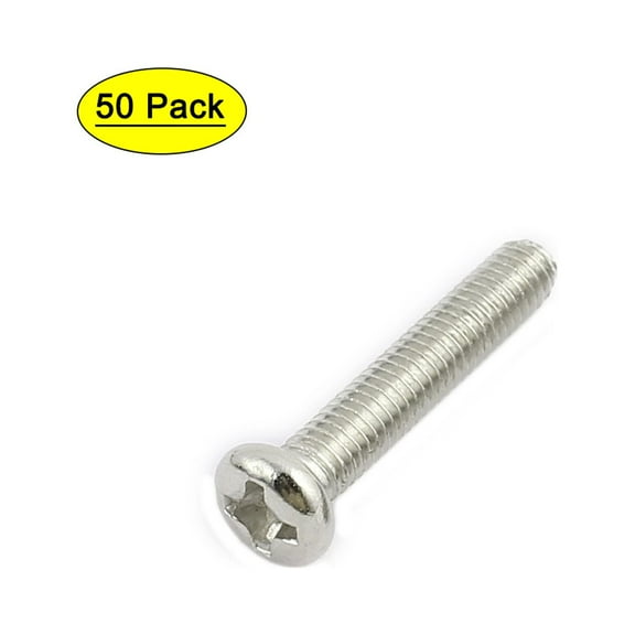 50Pcs M3 x 16mm Stainless Steel Pan Head  Machine Screw Bolts