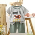thumbnail image 2 of Baby Girl Clothes 12 Months Toddler Baby Boy Clothes for 2t 3t Boys Cute Summer Short Sleeve T-Shirt Tops Shorts Clothes Sets Baby Boy Outfits,Grey, 2 of 3