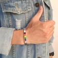 thumbnail image 2 of Pulsera de titanio y acero inoxidable con el orgullo arcoíris, gay, LGBT, transgénero y bisexual. Plata, 2 of 9
