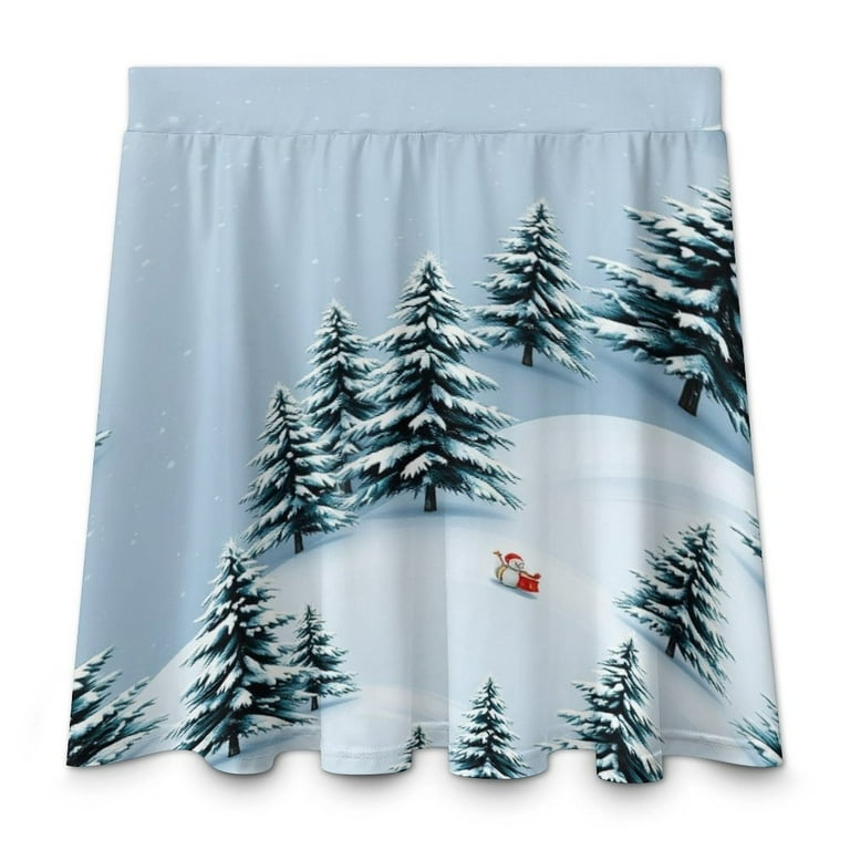【COLOR iN ID】Winter Merry Skirt Short Pants Snowy Winter Wonderland Skirt Summer Casual Skirts Trendy