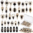 thumbnail image 1 of Abalorios para uñas Leelosp 3D dorados de lujo con diamantes de imitación negros, 24 unidades, 1 of 7