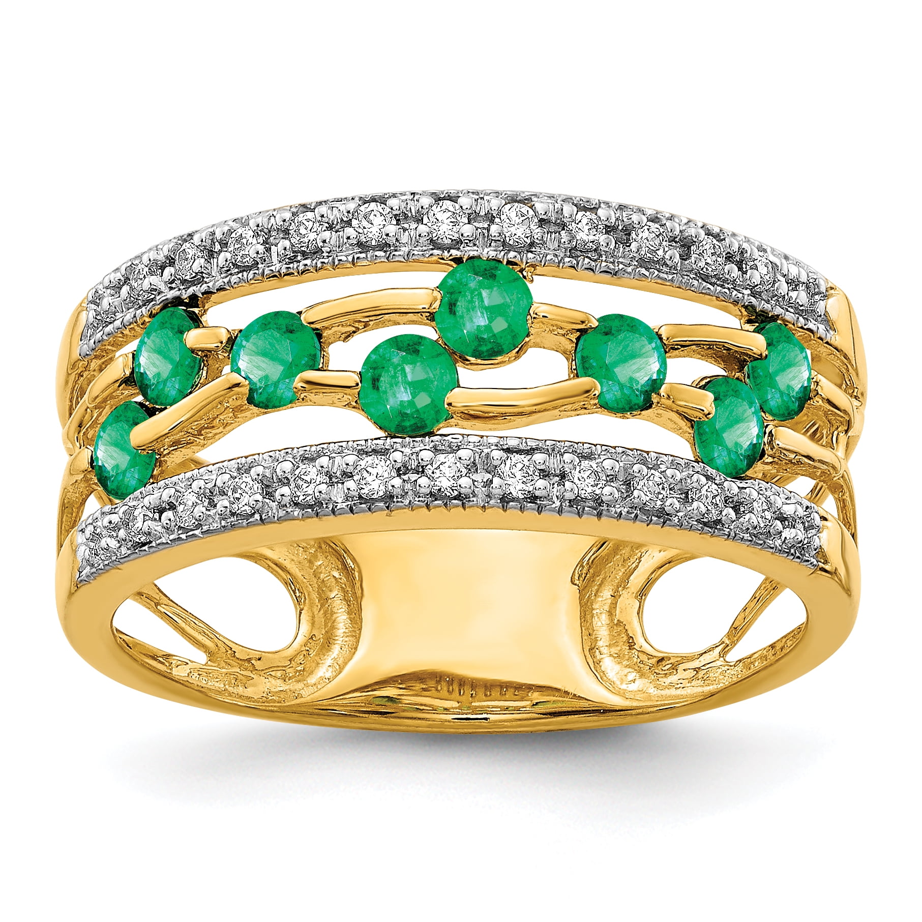 Primal Gold - Primal Gold 14 Karat Yellow Gold Emerald and Diamond Ring ...