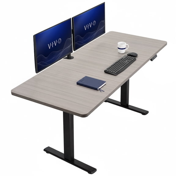 VIVO Electric 71” x 30” Stand Up Desk, Dark Gray Table Top, Black Frame