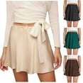 thumbnail image 2 of PUMISAS Summer Skirt For Women Soft Adjustable Drawstring Waist Short Skirts Solid Color Casual Loose Skirts, 2 of 8