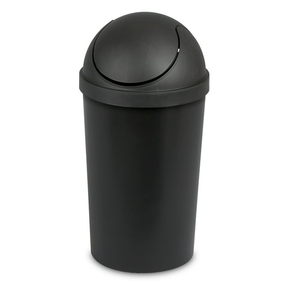 Sterilite 10839006 3 Gallon Round Swing Top Plastic Wastebasket, Black (12 Pack)