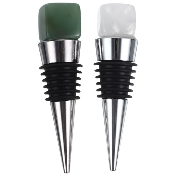 2 tapones para botellas de vino con decoración de jade de cristal, para fiestas.