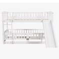 thumbnail image 5 of Harper & Bright Designs Twin Over Twin Low Bunk Bed with Slide Fence and Ladder, Multifunctional Wooden Floor Bunk Bed Frame with Small Door for Boys Girls, No Box Spring Needed, White, 5 of 11