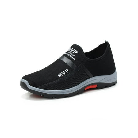 

GENILU Mens Breathable Comfort Flats Non-Slip Outdoor Low Top Casual Sneaker Black 6
