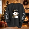thumbnail image 5 of Women's Snowman Graphic Sweatshirt Crew Neck Long Sleeve Snowflake Sleeve Casual Pullover Top, 5 of 6