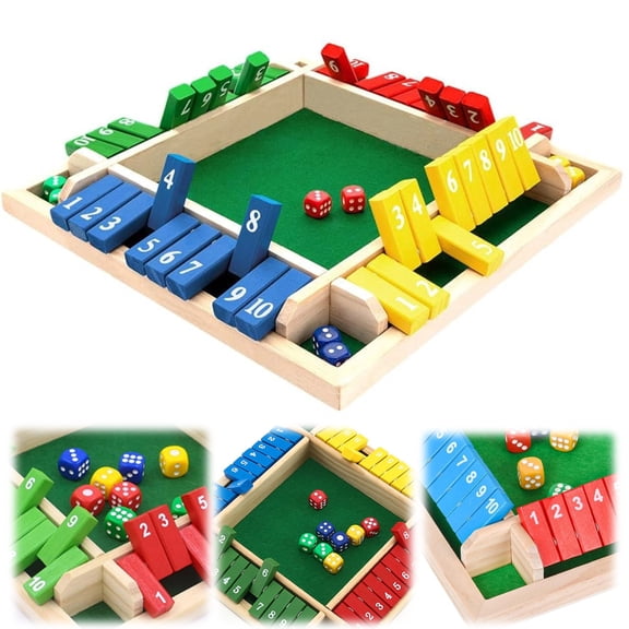 Shut The Box Game Wooden - Travel Board Game Small Size 8.6 Inch - Close The Box Dice Game - 8 Dice 10 Numbers