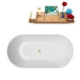 thumbnail image 6 of 63" Streamline G-19-130-PBR Soaking Glossy White Freestanding Tub and Tray With Internal Drain in Polished Brass, 6 of 9