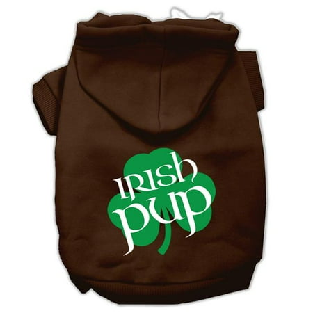 Irish Pup Screen Print Pet Hoodie, Brown - Extra Small