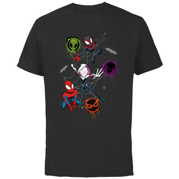 Marvel Spider-Man and Spider-Verse Pals Halloween Adventure - Short Sleeve Cotton T-Shirt for Adults - Customized-Black