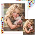 thumbnail image 1 of Con Cuentas Cuadradas 5D DIY Niña Sosteniendo Animal Del 35x45cm, 1 of 9