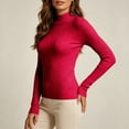 thumbnail image 4 of AherBiu Womens Ribble Knitted Tops Mock-Neck Long Sleeve Slim Fitted Stretch Fall Winter Basic Layer Shirt Pullover(Small,Red1), 4 of 9