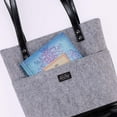 thumbnail image 4 of Christian Art Gifts Felt and Faux Leather Bible Tote | Gray and Black with Jeremiah 29:11 Badge, 4 of 5