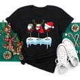thumbnail image 3 of Novedad de verano, sombreros de Navidad de copa de vino para mujer, camiseta negra, regalos de Navidad, camiseta de dibujos animados, Top Harajuku con cuello redondo, 3 of 4