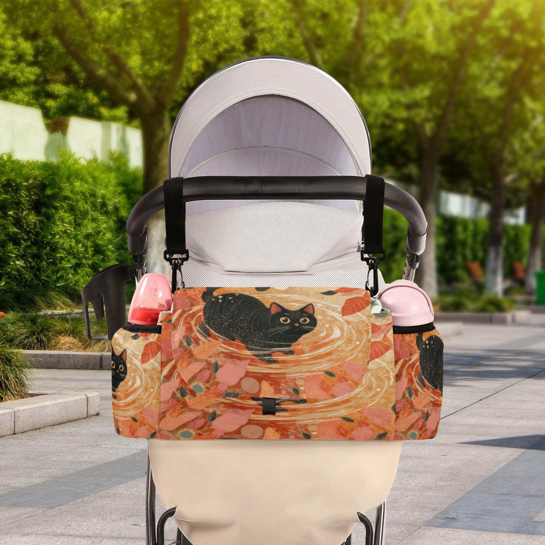 DIXRUYEE Stroller Organizer Autumn Cat Printed