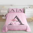 thumbnail image 2 of Homewish Personalized Initial Letter A 2pcs Bedding Comforter Set for Kids Children Girls,Leopard Print Twin Comforter Sets,Dreamy Princess Bow Breathable Bedding Set,Luxury Bedroom Decor,Reversible, 2 of 8