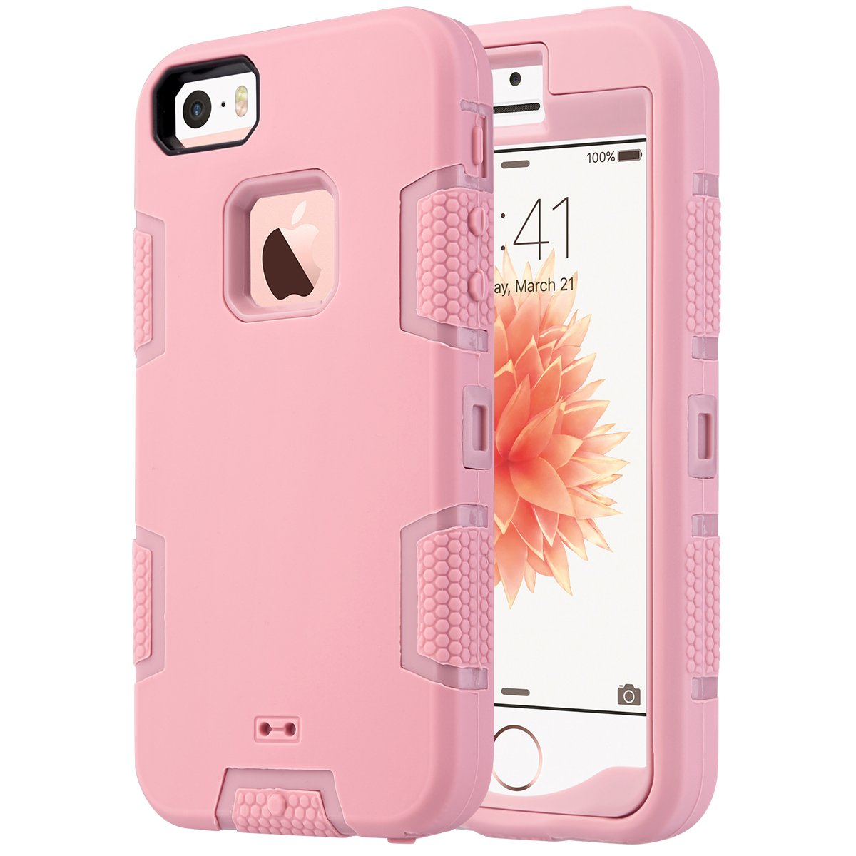 ULAK iPhone SE Case 2016,iPhone 5S 5 Case for Kids,Heavy Duty Shockproof Sport Rugged Phone Case for Apple iPhone 5 5S SE 1st Generation, not fit iPhone SE 2nd Gen 2020, Pink - image 1 of 7