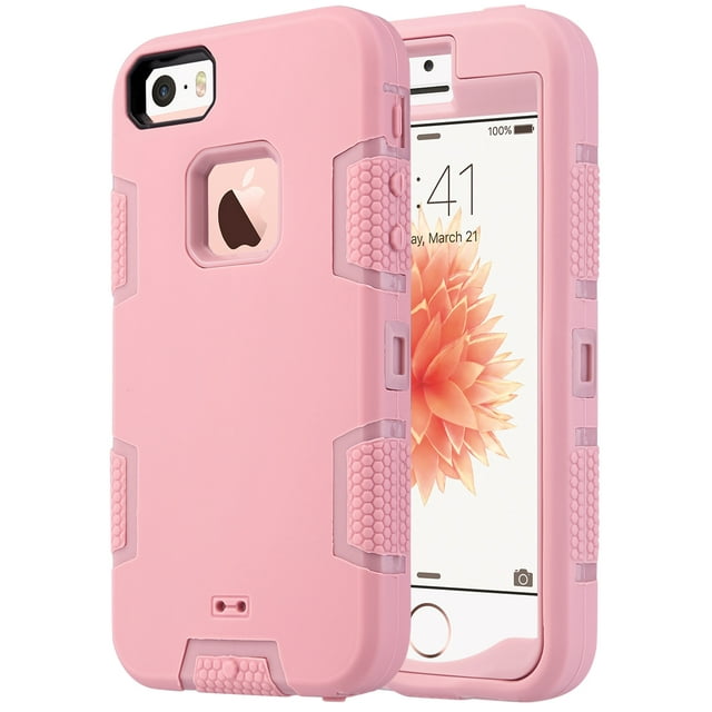 ULAK iPhone SE Case 2016,iPhone 5S 5 Case for Kids,Heavy Duty Shockproof Sport Rugged Phone Case for Apple iPhone 5 5S SE 1st Generation, not fit iPhone SE 2nd Gen 2020, Pink