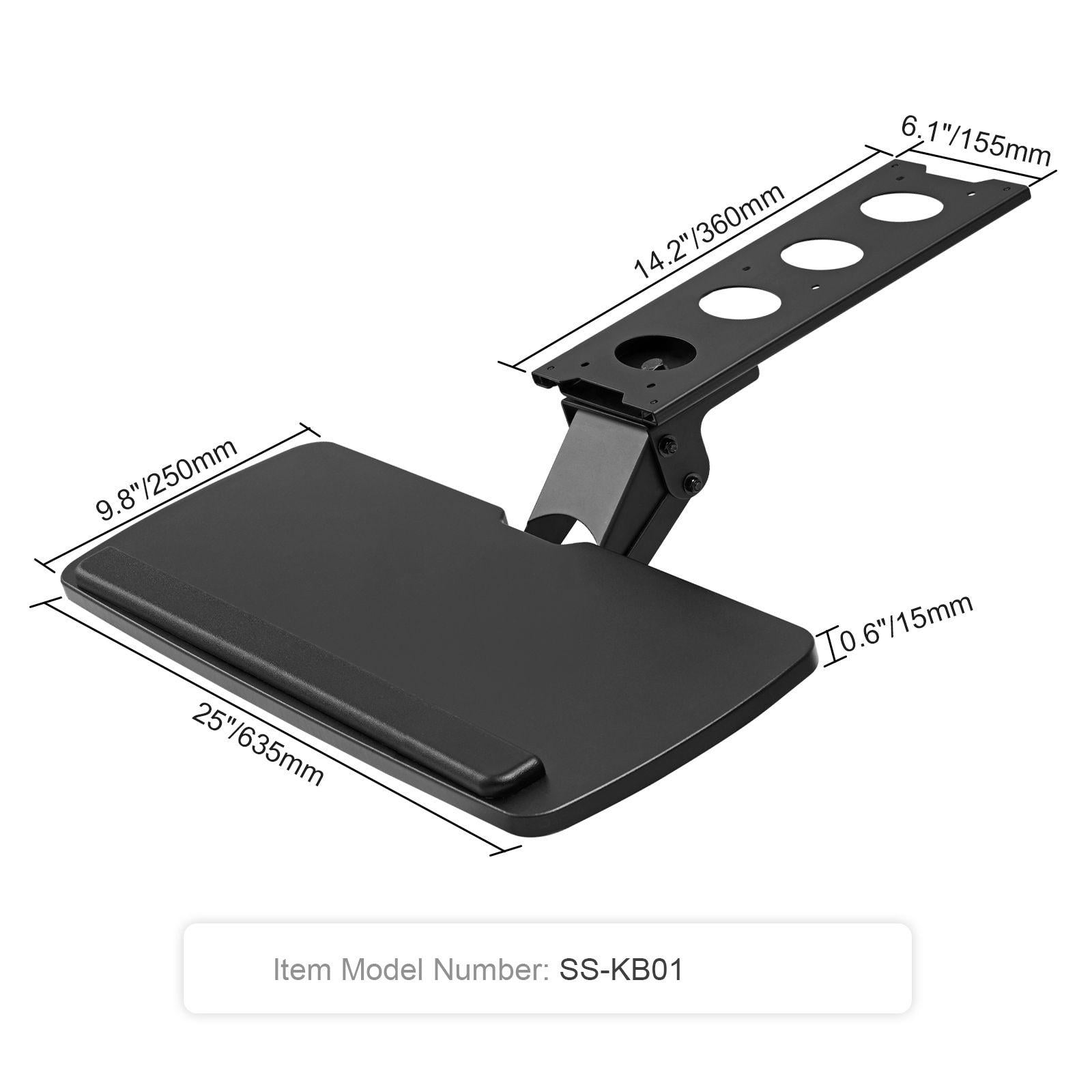 Adjustable Height and Angle Under Desk Keyboard Tray Slide Out Large 25x9.8 inch Keyboard Holder for Home Office Typing