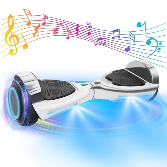 Gotrax FX3 Hoverboard, 6.2mph, for Kids Ages 8  Years Old, 176lb Max Weight, Bluetooth, Chrome