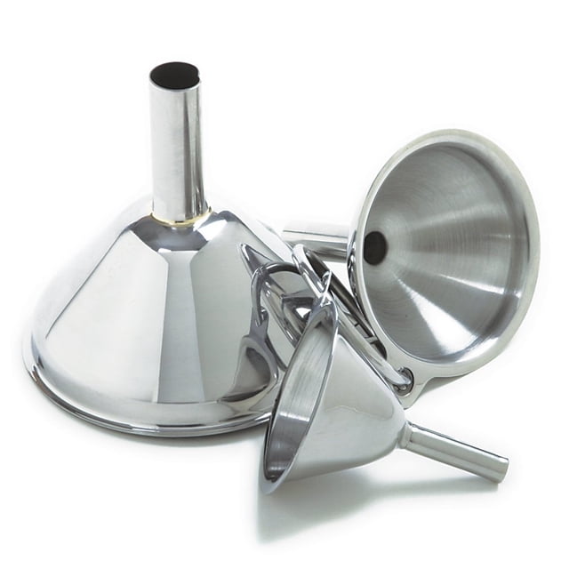 Set de embudos Norpro de acero inoxidable, 3 tamaños, plateado
