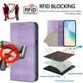 thumbnail image 6 of for Samsung Galaxy S25 Edge Wallet Rugged Case, Premium PU Leather RFID Blocking Card Slots Kickstand Classic Full Body Protection Magnetic Function Durable Phone Cover for S25 Edge, Purple, 6 of 9