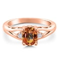 thumbnail image 3 of Gem Stone King 18K Rose Gold Plated Silver Ecstasy Mystic Topaz and White Moissanite 3 Stone Engagement Ring for Women | 1.58 Cttw | Oval 8X6MM | Round 2MM | Gemstone November Birthstone | Size 7, 3 of 6