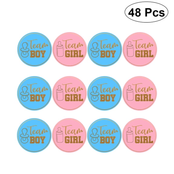 HINTRMENT Gender Reveal Stickers Self Adhesive for Baby Shower Party Favors Decoration Assorted Color 48 Pieces