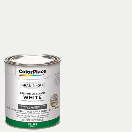ColorPlace Pre Mixed Ready To Use, Interior Paint, Flat Finish,White,1