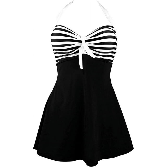 Traje de baño estilo pin up estilo marinero vintage para mujer, estilo retro, de una pieza, estilo faldón